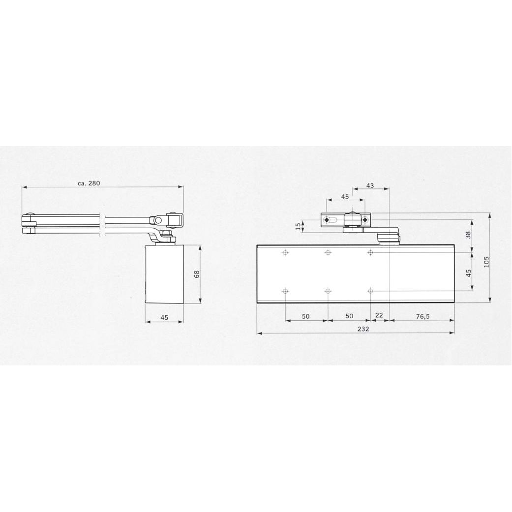 DORMA TS71 Σούστα επαναφοράς πλακέ Νο.3-4