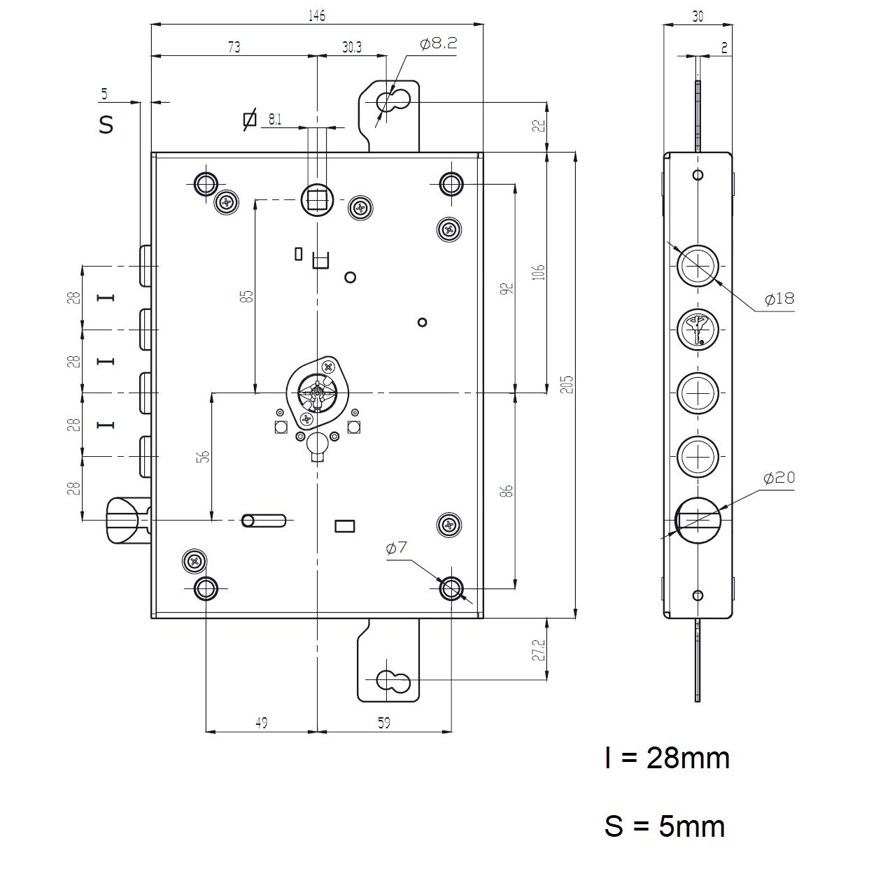 Multlock OMEGA PRO ODPA10528MB Κλειδαριά θωρακισμένης, για ...