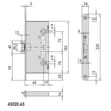 cisa 43020-65 fire door lock dimensions