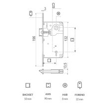 AGB Centro lock LATCH ONLY dimensions