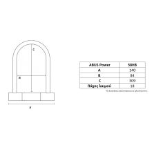 abus 58HB power u-lock dimensions