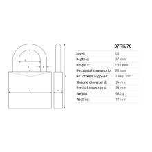 abus granit 37RK-70 padlock dimensions (new)