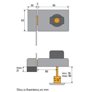 abus 4030 door lock dimensions