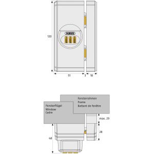 abus fts106 door lock dimensions