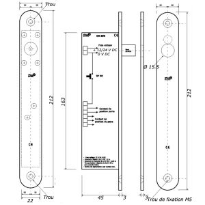 CDVI ELECTRIC BOLT LOCK DX200I DIMENSIONS