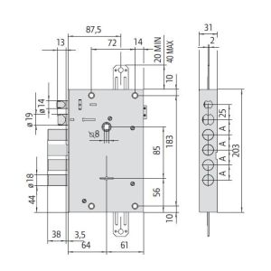 cisa 17665 electric lock armoured door dimensions