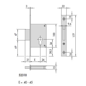 cisa lock 52310 dimensions