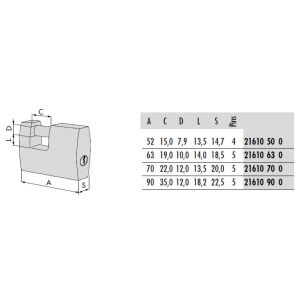 cisa padlock 21610 dimensions