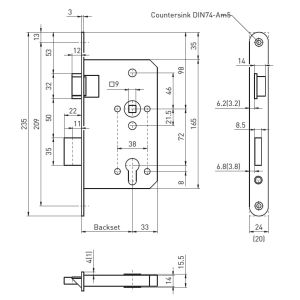 bmh 1013pzw panic lock dimensions