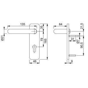 hoppe FS-K138-202K fire door handle dimensions