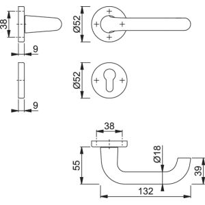 hoppe paris handle 138L-42K-42KS dimensions