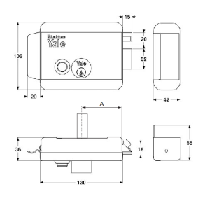 yale 68800 electric rim lock dimensions