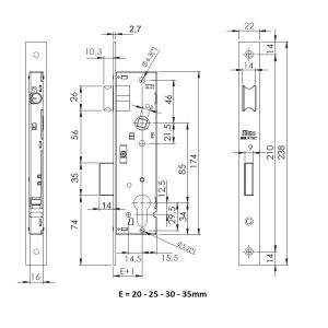 iseo_lock_latch_741N_dimensions