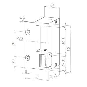 jis_1035_electric_strike_rim_lock_dimensions