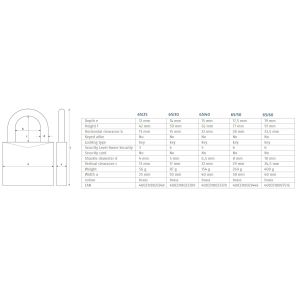abus brass padlock 65 dimensions