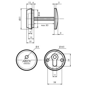 ABLOY defender CH101 dimensions