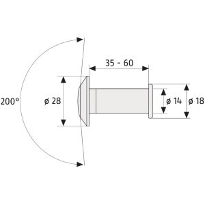 Abus 1200 door viewer dimensions