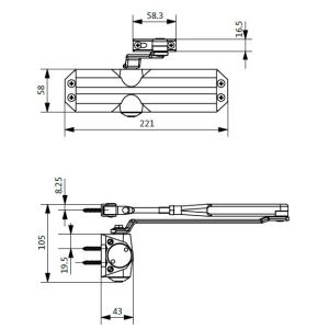 BKS door closer OTS 140 dimensions