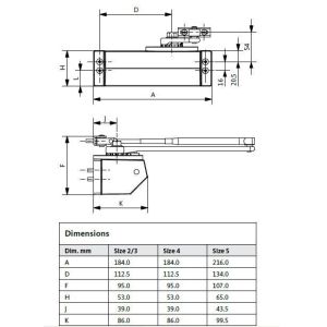 BKS door closer OTS 81 dimensions