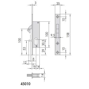 cisa lock 45010 dimensions