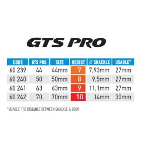 hugo gts pro padlock dimensions