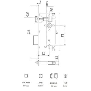 AGB Grande lock (50x90) dimensions