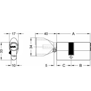 YALE 2000 plus security cylinder dimensions