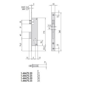 cisa 44670 mortice lock roller bolt dimensions