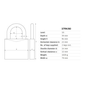 abus granit 37RK-80 padlock dimensions (new)