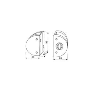 010a glass door lock dimensions