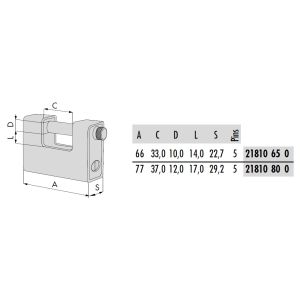 cisa 21810 padlock dimensions (new)