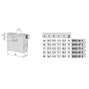 cisa 28553 security padlock dimensions (new)