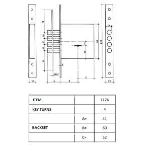 juwel mortice lock 1176 dimensions